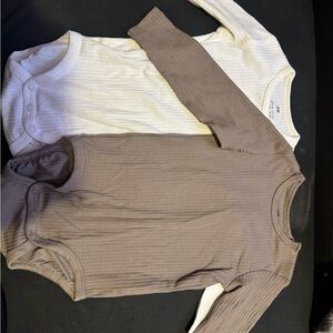 H&M White Ribbed Baby Bodysuit